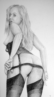Pencil drawing, Surprised.  Peter Buddle